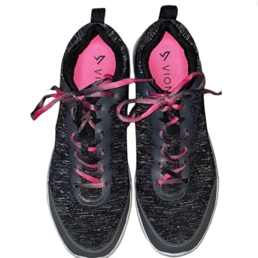 Vionic Agile Fyn Sneakers Women’s 7 Black Pink Orthotic Walking Shoes